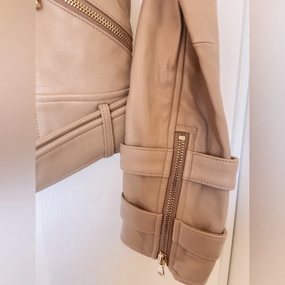NWT $1395 L'agence Billie Belted Leather Jacket